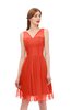 ColsBM Sage Mandarin Red Bridesmaid Dresses Zip up Knee Length Cute Sleeveless V-neck Ruching