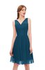 ColsBM Sage Moroccan Blue Bridesmaid Dresses Zip up Knee Length Cute Sleeveless V-neck Ruching