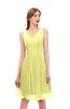 ColsBM Sage Wax Yellow Bridesmaid Dresses Zip up Knee Length Cute Sleeveless V-neck Ruching