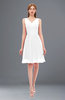 ColsBM Sage White Bridesmaid Dresses Zip up Knee Length Cute Sleeveless V-neck Ruching