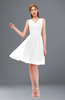 ColsBM Sage White Bridesmaid Dresses Zip up Knee Length Cute Sleeveless V-neck Ruching