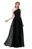 ColsBM Kendal Black Bridesmaid Dresses A-line Sleeveless Half Backless Pleated Elegant One Shoulder