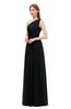 ColsBM Kendal Black Bridesmaid Dresses A-line Sleeveless Half Backless Pleated Elegant One Shoulder