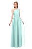 ColsBM Kendal Blue Glass Bridesmaid Dresses A-line Sleeveless Half Backless Pleated Elegant One Shoulder