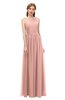 ColsBM Kendal Coral Almond Bridesmaid Dresses A-line Sleeveless Half Backless Pleated Elegant One Shoulder