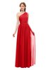 ColsBM Kendal Flame Scarlet Bridesmaid Dresses A-line Sleeveless Half Backless Pleated Elegant One Shoulder
