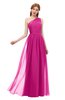 ColsBM Kendal Hot Pink Bridesmaid Dresses A-line Sleeveless Half Backless Pleated Elegant One Shoulder