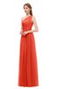ColsBM Kendal Mandarin Red Bridesmaid Dresses A-line Sleeveless Half Backless Pleated Elegant One Shoulder