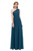 ColsBM Kendal Moroccan Blue Bridesmaid Dresses A-line Sleeveless Half Backless Pleated Elegant One Shoulder
