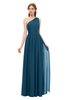 ColsBM Kendal Moroccan Blue Bridesmaid Dresses A-line Sleeveless Half Backless Pleated Elegant One Shoulder