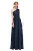 ColsBM Kendal Navy Blue Bridesmaid Dresses A-line Sleeveless Half Backless Pleated Elegant One Shoulder
