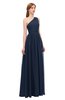 ColsBM Kendal Navy Blue Bridesmaid Dresses A-line Sleeveless Half Backless Pleated Elegant One Shoulder