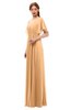 ColsBM Darcy Apricot Bridesmaid Dresses Pleated Modern Jewel Short Sleeve Lace up Floor Length
