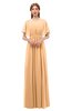 ColsBM Darcy Apricot Bridesmaid Dresses Pleated Modern Jewel Short Sleeve Lace up Floor Length