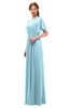 ColsBM Darcy Aqua Bridesmaid Dresses Pleated Modern Jewel Short Sleeve Lace up Floor Length