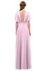 ColsBM Darcy Baby Pink Bridesmaid Dresses Pleated Modern Jewel Short Sleeve Lace up Floor Length