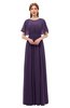 ColsBM Darcy Blackberry Cordial Bridesmaid Dresses Pleated Modern Jewel Short Sleeve Lace up Floor Length