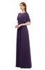 ColsBM Darcy Blackberry Cordial Bridesmaid Dresses Pleated Modern Jewel Short Sleeve Lace up Floor Length