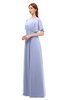 ColsBM Darcy Blue Heron Bridesmaid Dresses Pleated Modern Jewel Short Sleeve Lace up Floor Length