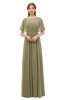 ColsBM Darcy Boa Bridesmaid Dresses Pleated Modern Jewel Short Sleeve Lace up Floor Length