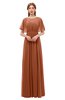 ColsBM Darcy Bombay Brown Bridesmaid Dresses Pleated Modern Jewel Short Sleeve Lace up Floor Length