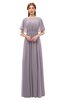 ColsBM Darcy Cameo Bridesmaid Dresses Pleated Modern Jewel Short Sleeve Lace up Floor Length