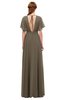 ColsBM Darcy Carafe Brown Bridesmaid Dresses Pleated Modern Jewel Short Sleeve Lace up Floor Length