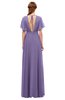 ColsBM Darcy Chalk Violet Bridesmaid Dresses Pleated Modern Jewel Short Sleeve Lace up Floor Length