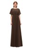 ColsBM Darcy Copper Bridesmaid Dresses Pleated Modern Jewel Short Sleeve Lace up Floor Length