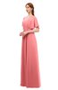 ColsBM Darcy Coral Bridesmaid Dresses Pleated Modern Jewel Short Sleeve Lace up Floor Length