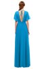ColsBM Darcy Cornflower Blue Bridesmaid Dresses Pleated Modern Jewel Short Sleeve Lace up Floor Length