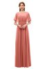 ColsBM Darcy Crabapple Bridesmaid Dresses Pleated Modern Jewel Short Sleeve Lace up Floor Length