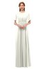 ColsBM Darcy Cream Bridesmaid Dresses Pleated Modern Jewel Short Sleeve Lace up Floor Length
