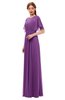 ColsBM Darcy Dahlia Bridesmaid Dresses Pleated Modern Jewel Short Sleeve Lace up Floor Length