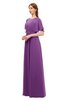 ColsBM Darcy Dahlia Bridesmaid Dresses Pleated Modern Jewel Short Sleeve Lace up Floor Length