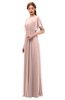 ColsBM Darcy Dusty Rose Bridesmaid Dresses Pleated Modern Jewel Short Sleeve Lace up Floor Length
