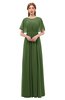 ColsBM Darcy Garden Green Bridesmaid Dresses Pleated Modern Jewel Short Sleeve Lace up Floor Length