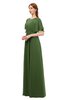 ColsBM Darcy Garden Green Bridesmaid Dresses Pleated Modern Jewel Short Sleeve Lace up Floor Length
