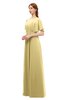 ColsBM Darcy Gold Bridesmaid Dresses Pleated Modern Jewel Short Sleeve Lace up Floor Length