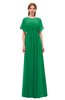 ColsBM Darcy Green Bridesmaid Dresses Pleated Modern Jewel Short Sleeve Lace up Floor Length