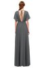 ColsBM Darcy Grey Bridesmaid Dresses Pleated Modern Jewel Short Sleeve Lace up Floor Length