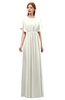 ColsBM Darcy Ivory Bridesmaid Dresses Pleated Modern Jewel Short Sleeve Lace up Floor Length