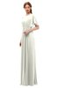 ColsBM Darcy Ivory Bridesmaid Dresses Pleated Modern Jewel Short Sleeve Lace up Floor Length