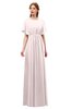 ColsBM Darcy Light Pink Bridesmaid Dresses Pleated Modern Jewel Short Sleeve Lace up Floor Length