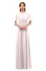 ColsBM Darcy Light Pink Bridesmaid Dresses Pleated Modern Jewel Short Sleeve Lace up Floor Length