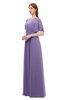 ColsBM Darcy Lilac Bridesmaid Dresses Pleated Modern Jewel Short Sleeve Lace up Floor Length
