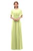 ColsBM Darcy Lime Green Bridesmaid Dresses Pleated Modern Jewel Short Sleeve Lace up Floor Length