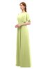 ColsBM Darcy Lime Sherbet Bridesmaid Dresses Pleated Modern Jewel Short Sleeve Lace up Floor Length