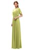 ColsBM Darcy Linden Green Bridesmaid Dresses Pleated Modern Jewel Short Sleeve Lace up Floor Length