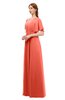 ColsBM Darcy Living Coral Bridesmaid Dresses Pleated Modern Jewel Short Sleeve Lace up Floor Length
